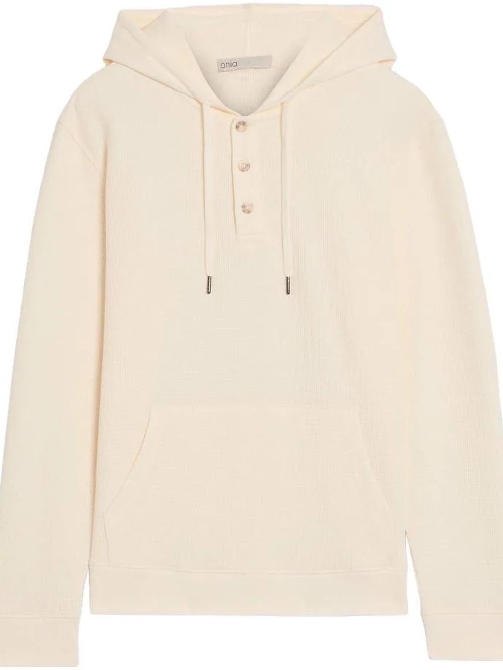 Onia - Heavy Weight Cotton Waffle-Knit Hoodie / Henley Sweatshirt